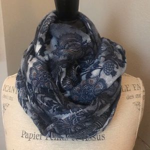 Blue and white infinity scarf